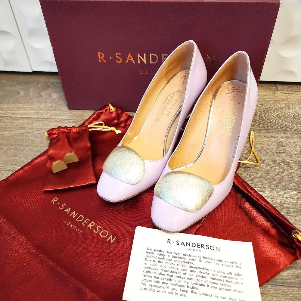 R. SANDERSON LONDON - Linnet White Gold Lavender Patent - Size 36.5